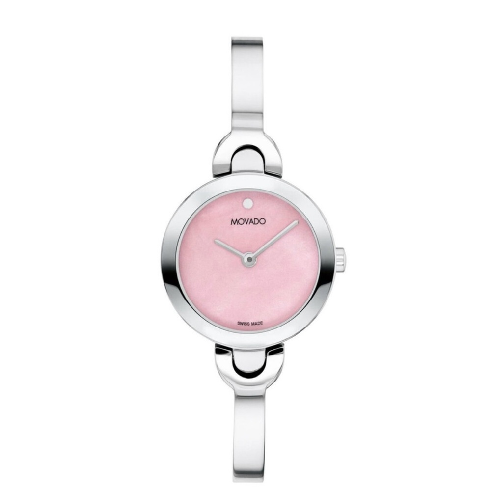 Movado Intrigue with Pink Dial Stainless Steel Bangle Watch